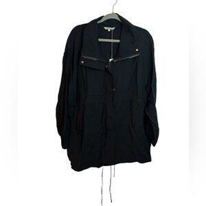 NWT Redwood Court Black Silk Ovoid Anorak Jacket